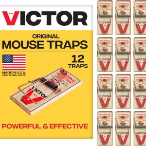 Victor Metal Pedal Mouse Traps - 12 Pack, Wooden Snap Traps - Reusable - Image 1