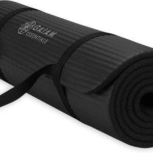 Gaiam Thick Yoga Mat - 10 mm NBR Foam, 72 x 24 Inch - with Carrying Strap - Image 1