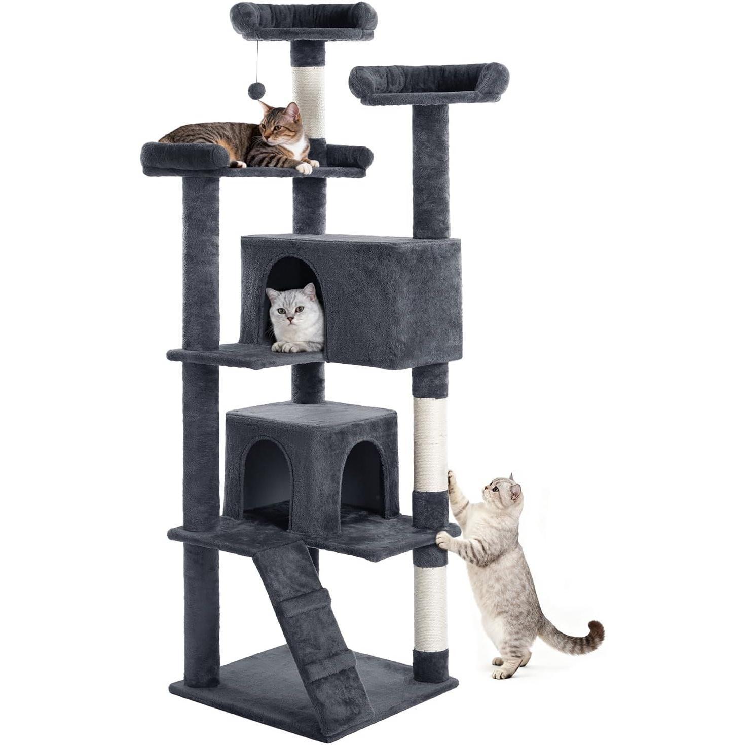 873397ce-8660-450f-a793-508458e9dd22-1.jpg Made4Pets 56-inch Multi-Tier Cat Tree, Indoor Cat Cat Bed, Scratching Post, Toy, Activity Center, Playhouse, Kitten - Image 3