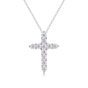 1Faith Luxury Fashion Diamond Pendant Necklace Set With Mosan Diamond Silver Ornaments Prohibit Tk Sales - Image 1