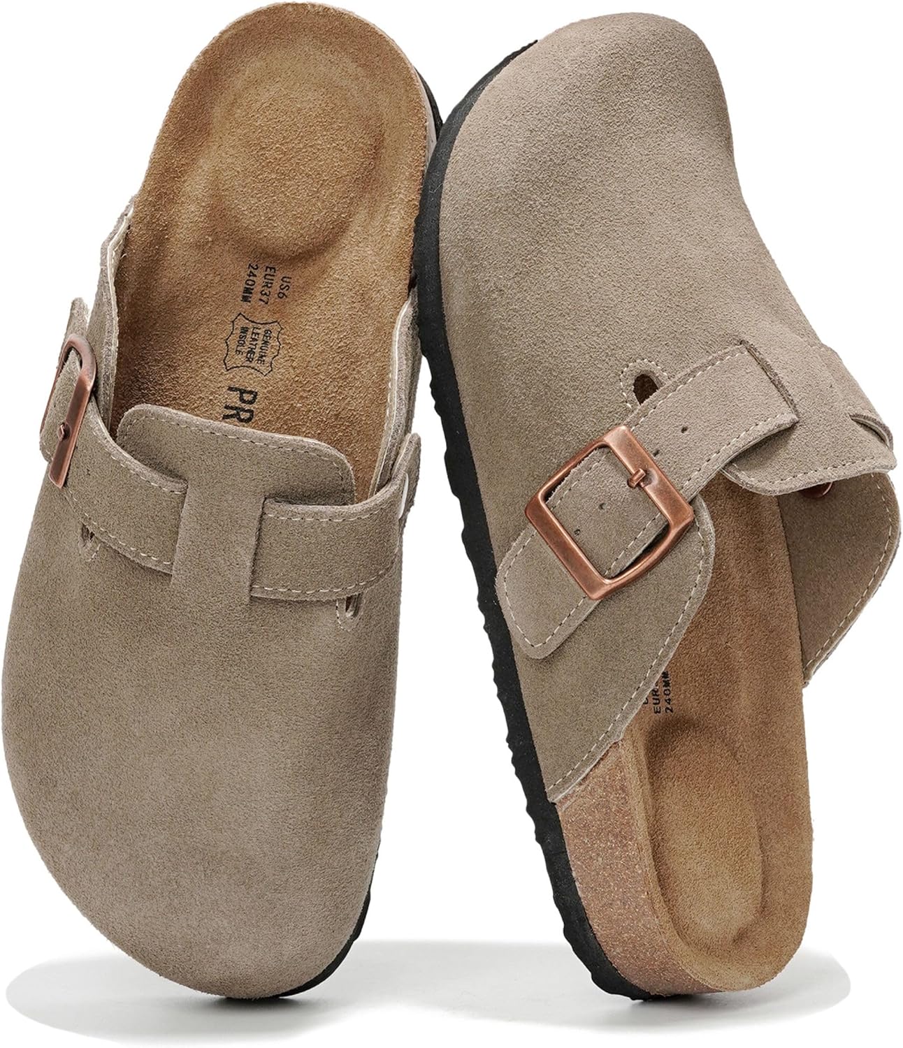 Project Cloud Women's Genuine Leather Clogs - Cork Footbed Mules with Arch Support for Everyday Wear Project Cloud Women's Genuine Leather Clogs - Cork Footbed Mules with Arch Support for Everyday Wear