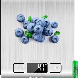 Etekcity Digital Kitchen Food Scale - 11 lb Capacity, Stainless Steel, Backlit LCD - Cooking, Baking & Portioning - Image