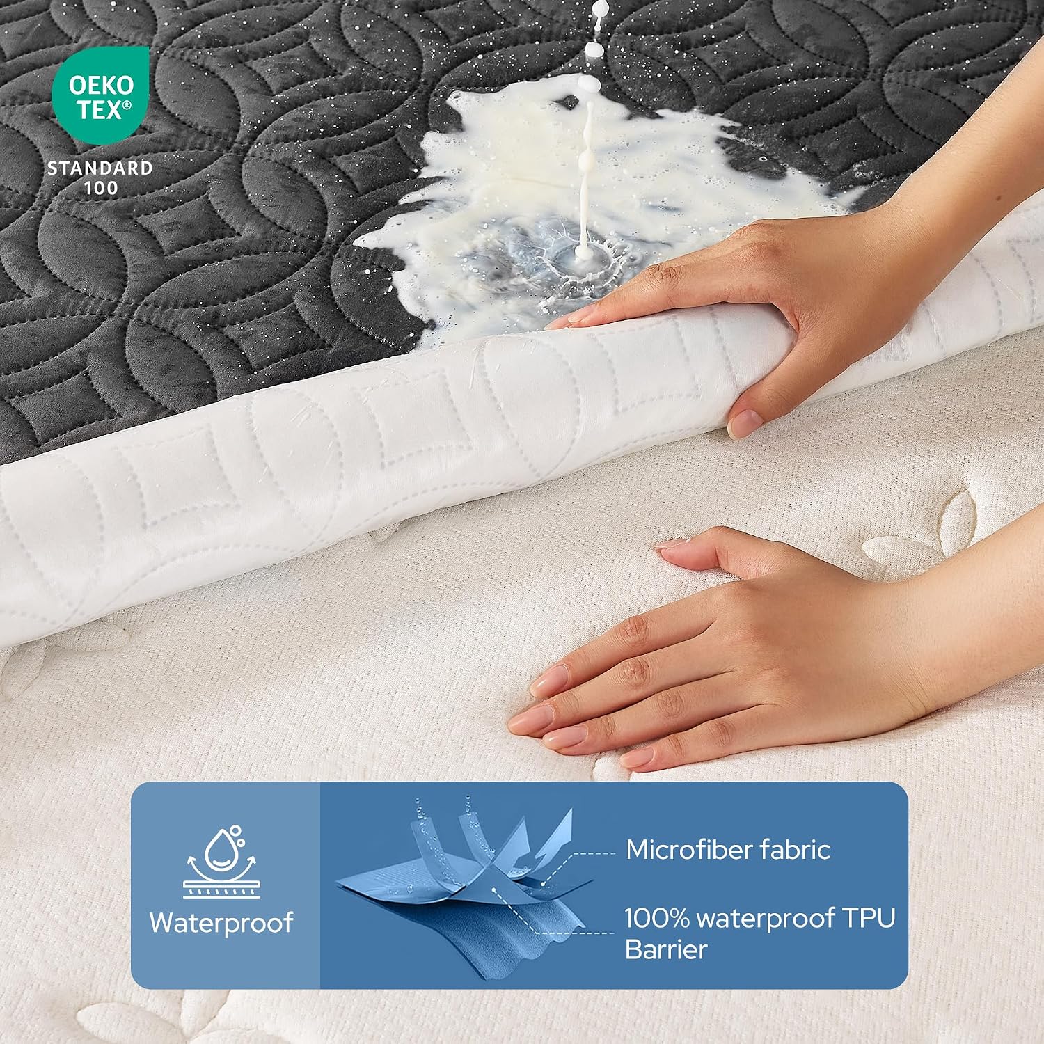 91apCXGI7iL._AC_SL1500_.jpg BEDLORE Waterproof Mattress Protector - Queen, Noiseless Quilted - 18 Inch Deep Pocket - Image 3