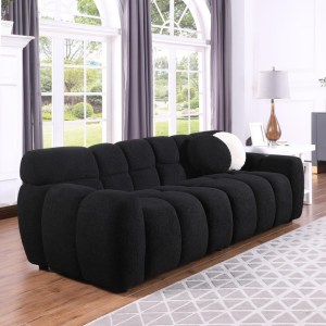 87.4 Length ,35.83inch Deepth ,human Body Structure For USA People, Marshmallow Sofa,boucle Sofa ,3 Seater, Black BOUCLE - Im
