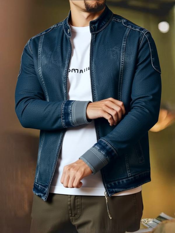 a9ef93cd-dfee-4676-84db-f52fd349c820.jpg Big And Tall Denim Jacket Men Vintage Washed Full Zip Plus Size Jean Jacket US Warehouse Stock - Image 3