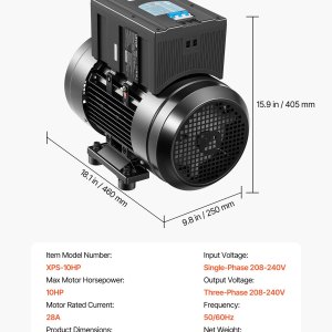 Single Phase To 3-Phase Rotary Converter, 10HP 28A 208-240V Input/Output Rotary Phase Converter - Expandable To Higher Horsep