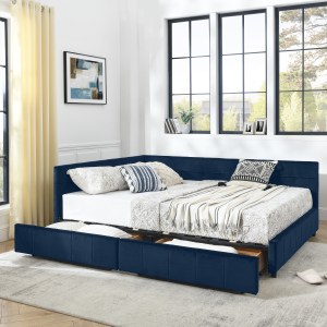 Queen Size Storage Upholstered Tufted Bed Frame, Sofa Bed Frame With Comfortable Backrest And Armrests, Queen Size Bed For Be
