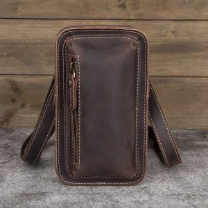 Mens First-Layer Cowhide Crossbody Waist Bag - Image 1