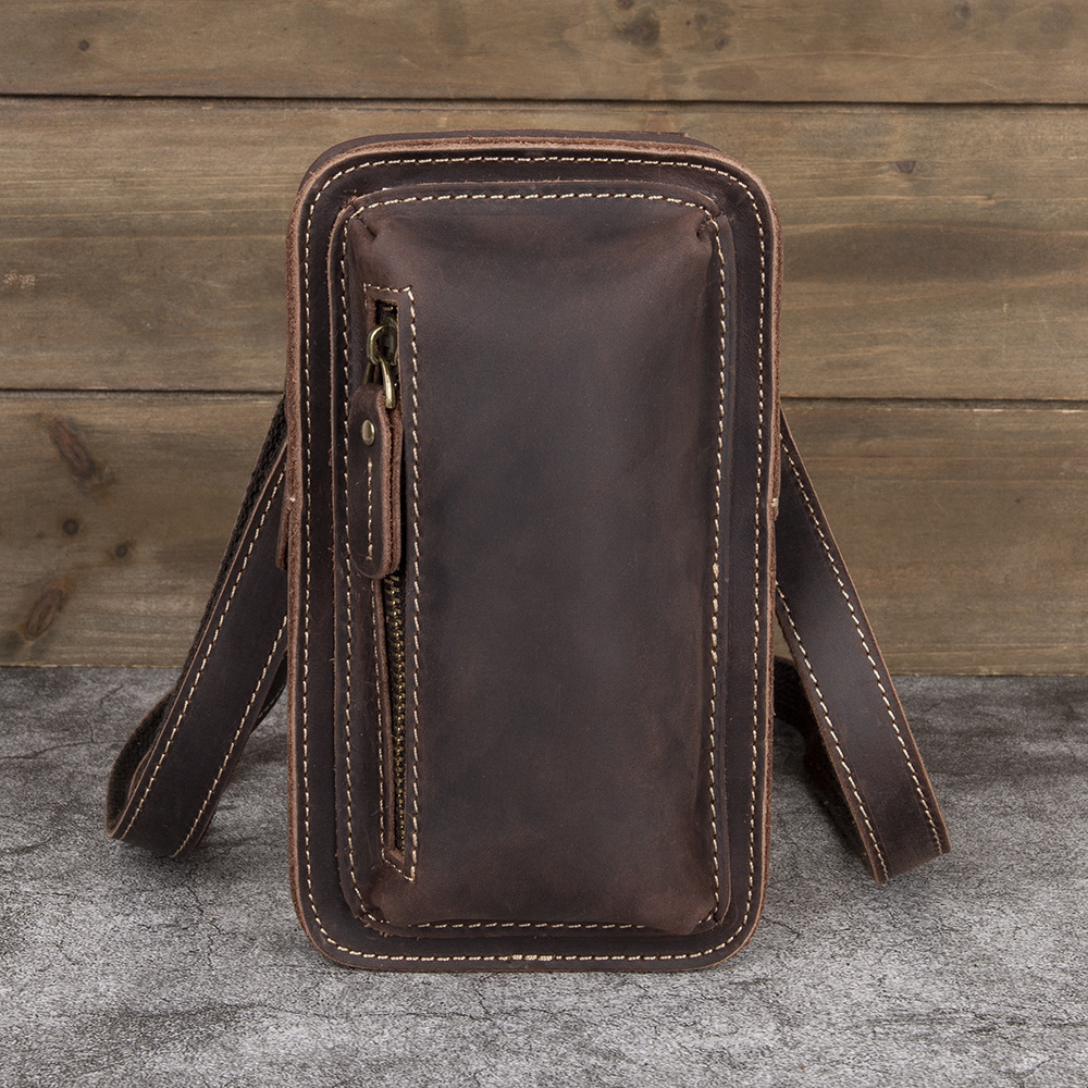Mens First-Layer Cowhide Crossbody Waist Bag Mens First-Layer Cowhide Crossbody Waist Bag
