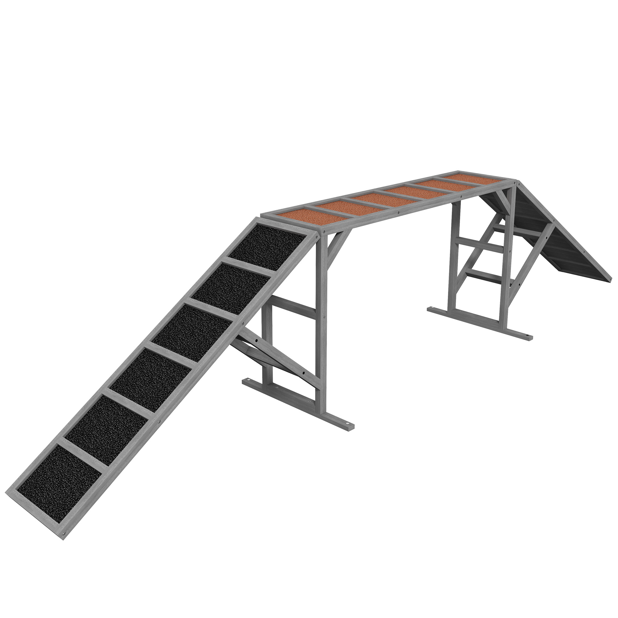 Dog Agility Equipment Ramp With Safety Bar, Non-slip Surface, For Walk And Pause Training, Gray Dog Agility Equipment Ramp With Safety Bar, Non-slip Surface, For Walk And Pause Training, Gray