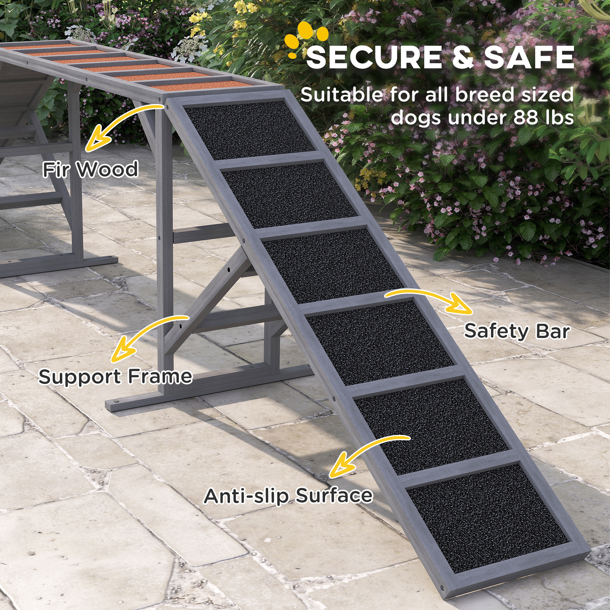 e07d6b71-6ff8-4365-b661-557afe3680ca.jpg Dog Agility Equipment Ramp With Safety Bar, Non-slip Surface, For Walk And Pause Training, Gray - Image 3