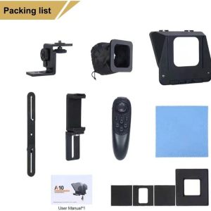 Portable Smartphone SLR Camera Teleprompter With Mobile Phone Holder Remote Control Video Recording Live Interview Stage Spee