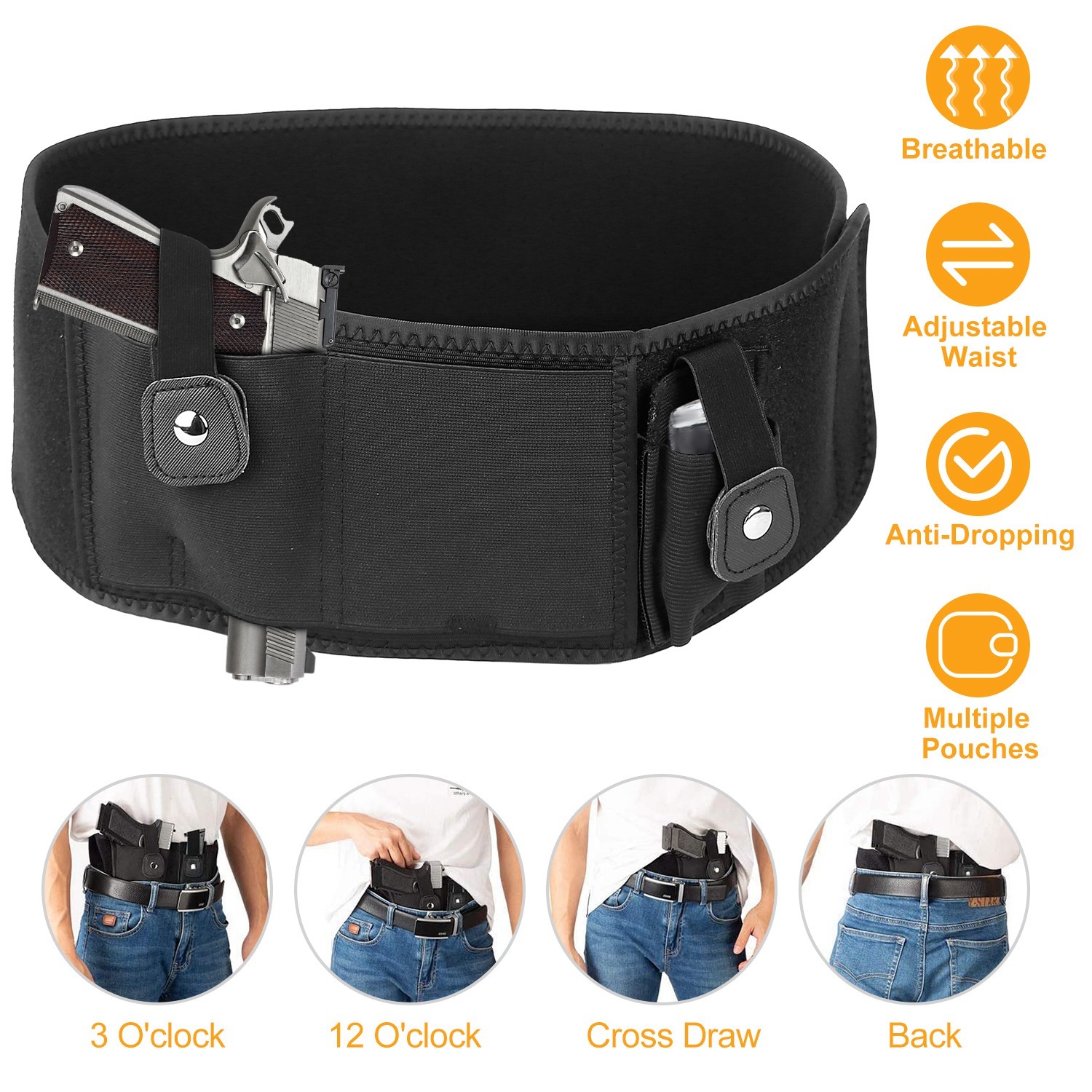 1Pc Belly Band Gun Holster Adjustable Waist Carry Tactical Pistol Pouch Breathable Neoprene Gun Belt Bag 1Pc Belly Band Gun Holster Adjustable Waist Carry Tactical Pistol Pouch Breathable Neoprene Gun Belt Bag