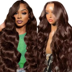 Wig Human Hair Lace Front Wig 13x4 High-Definition Brown Lace Front Wig Human Hair With Aligned Cuticles Vietnam Wig - Image